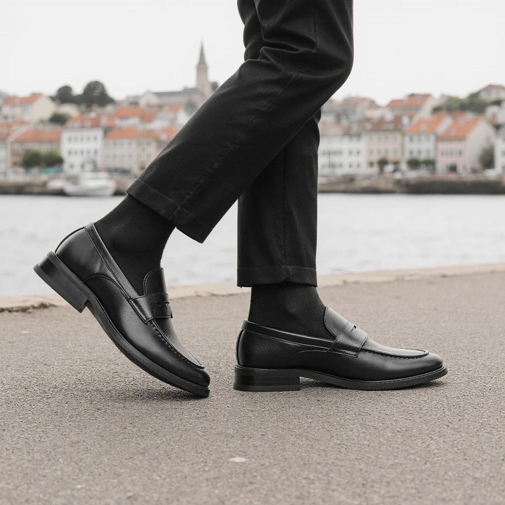 Leather Work Dress - Erkek Siyah Penny Loafer'lar Klasik İş