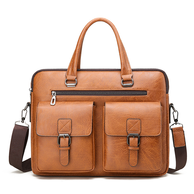Leather Work Bag Mens - Lüks marka adam iş evrak çantası