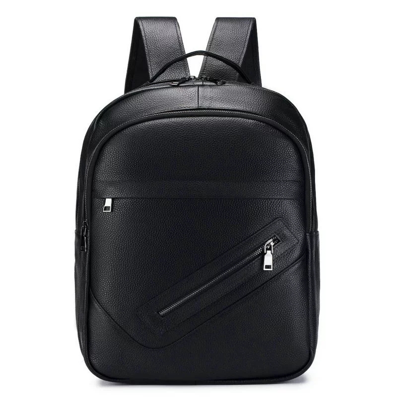 Leather Work Rucksack Mens - Siyah Hakiki Deri Laptop Sırt Çantası