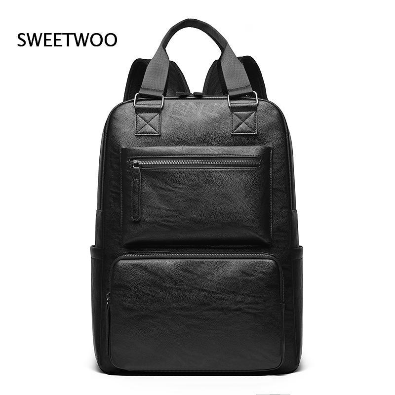 Leather Work Rucksack Mens - Erkek Suni Deri Laptop Sırt Çantası