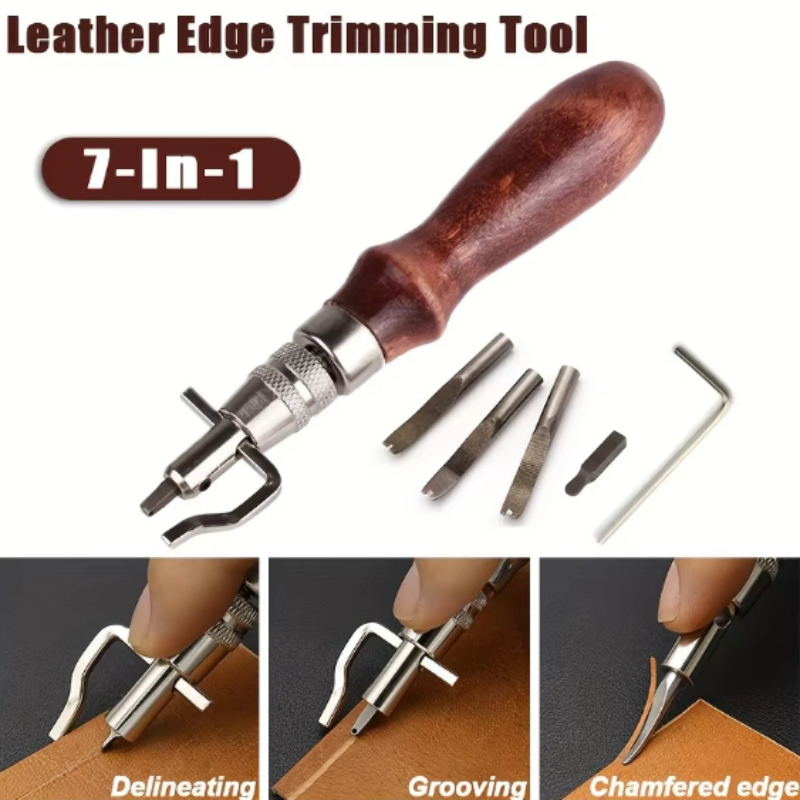 Leatherwork Edge Beveler - 7'si 1 Arada Deri Oyma Aleti,