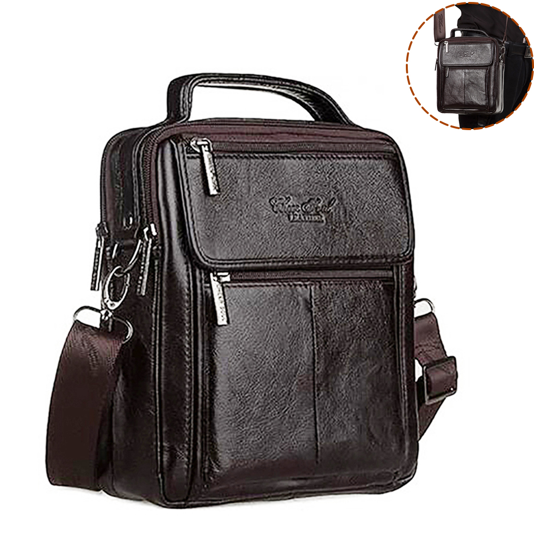 Leather Work Bag Mens - Erkekler için Çapraz Askılı Postacı Omuz