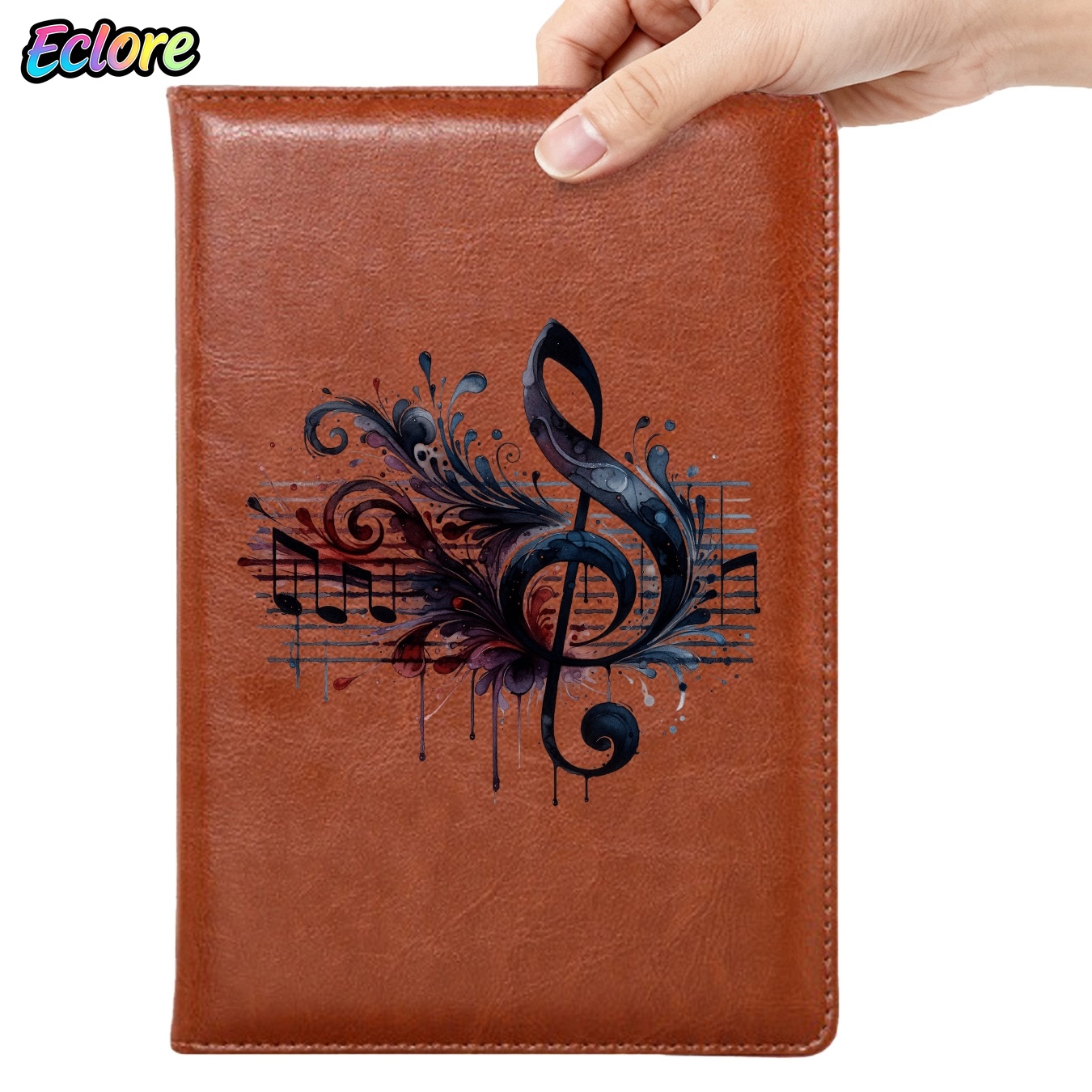 Leather Work Diary Covers - Suluboya Müzik Sembollü Deri Günlük Defteri