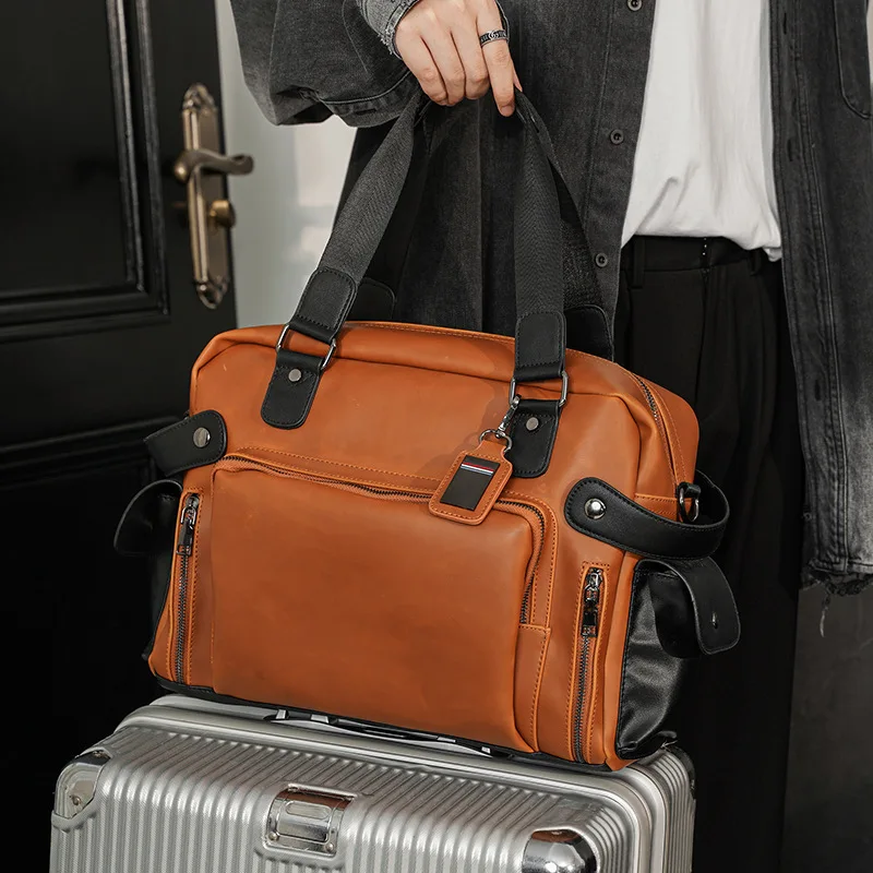 Leather Work Bag Mens - Trendy erkek omuzdan askili çanta Retro
